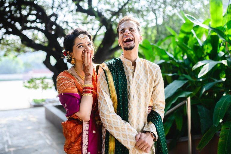 Sanjana and Mihir during their Maharashtrian wedding full of happy moments, dances and customised vidhis at Siddhi Saaz Pune